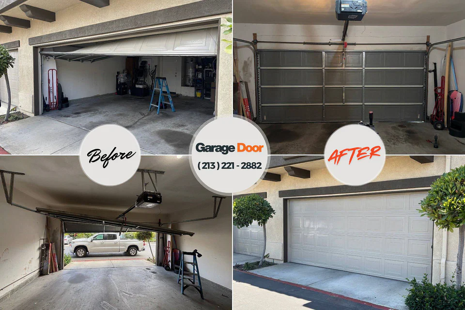 Before and after: garage door installation San Carlos Park, FL